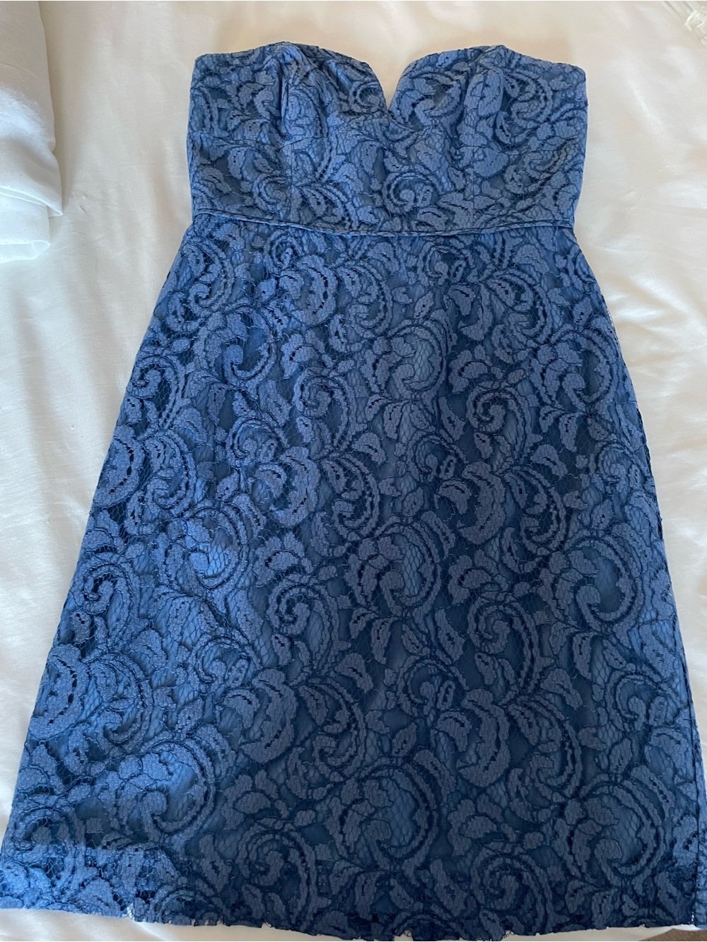 J. Crew Strapless Periwinkle color Floral Lace Dress